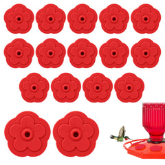 JTJEI silicone hummingbird feeder flower replacement parts front view, red
