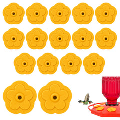 JTJEI silicone hummingbird feeder flower replacement parts, yellow, front view