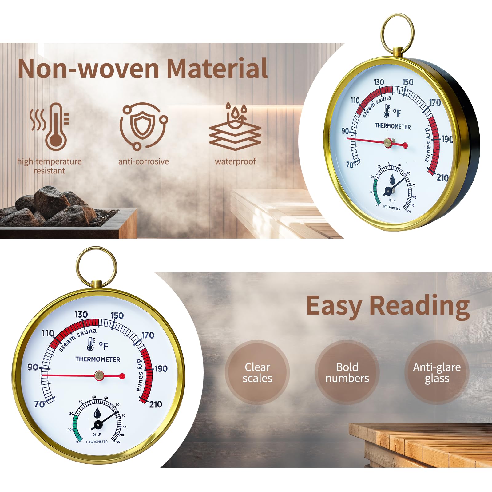 Judkoir thermometer wall-mounted in a traditional sauna