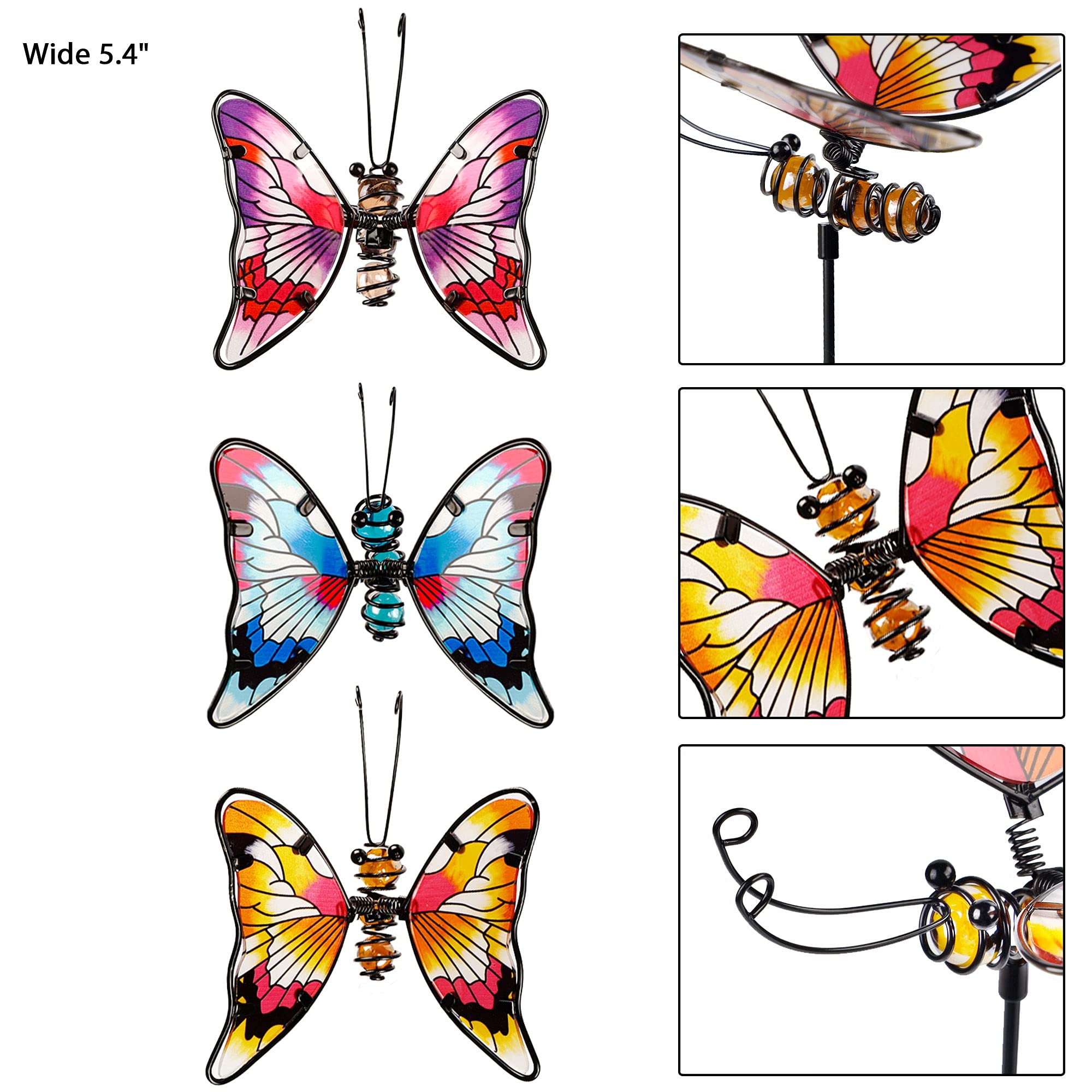 Juegoal butterfly garden stake in outdoor setting with flowers