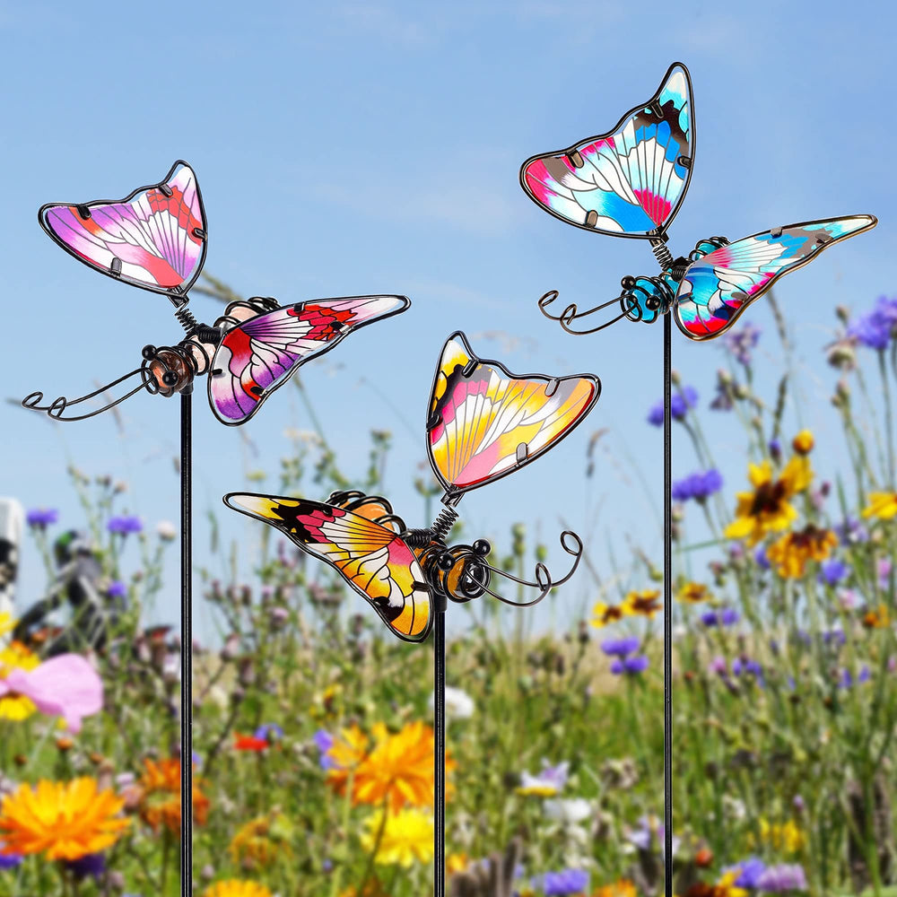 Juegoal butterfly garden stake with rust-proof metal base