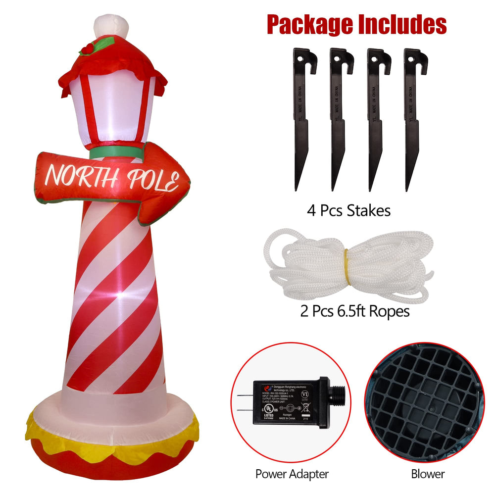 Juegoal inflatable lighthouse during nighttime with lights on