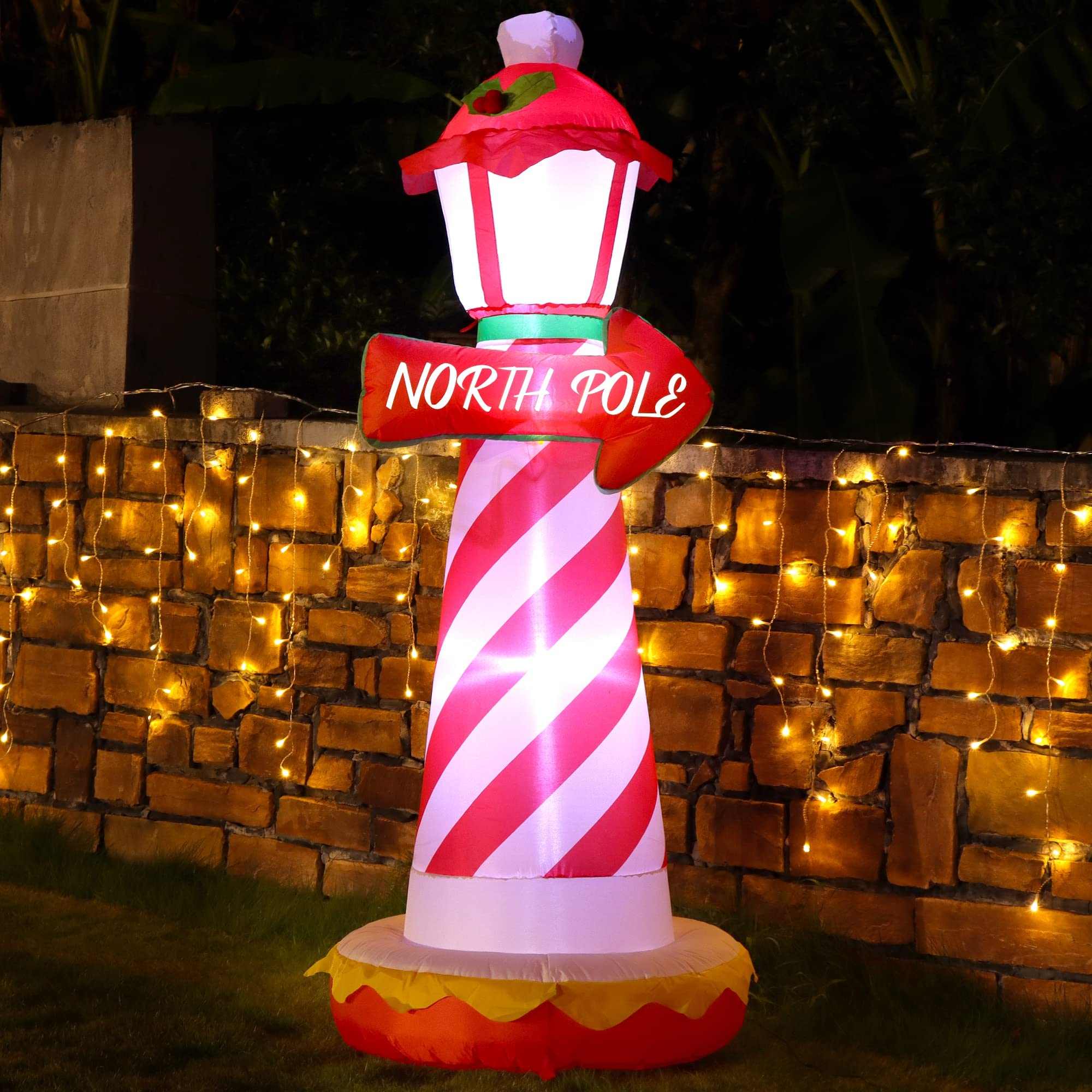 Juegoal inflatable lighthouse with North Pole sign