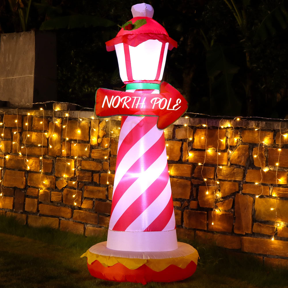 Juegoal inflatable lighthouse with North Pole sign
