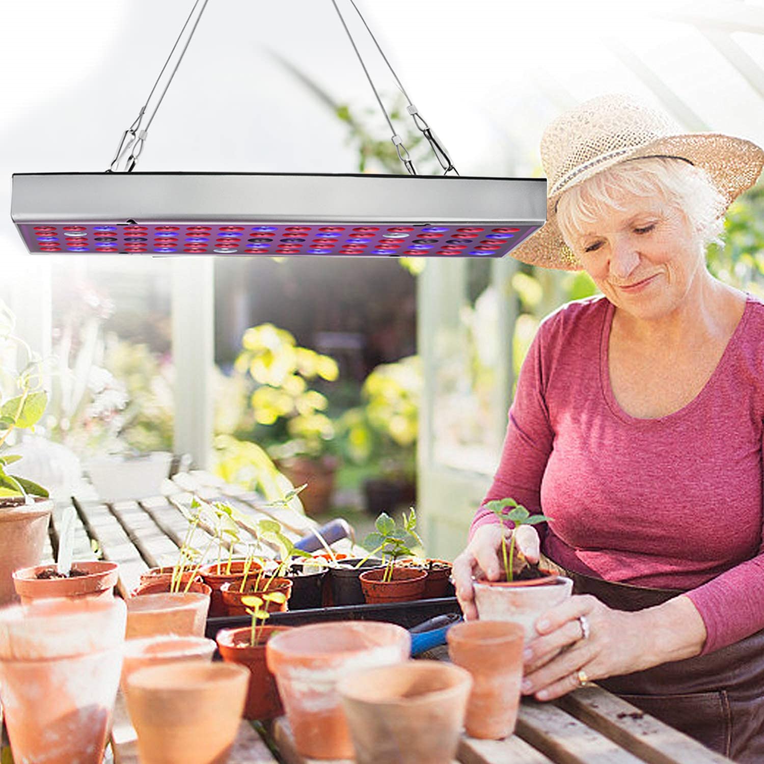 Juhefa LED Grow Light side view showcasing LED arrangement
