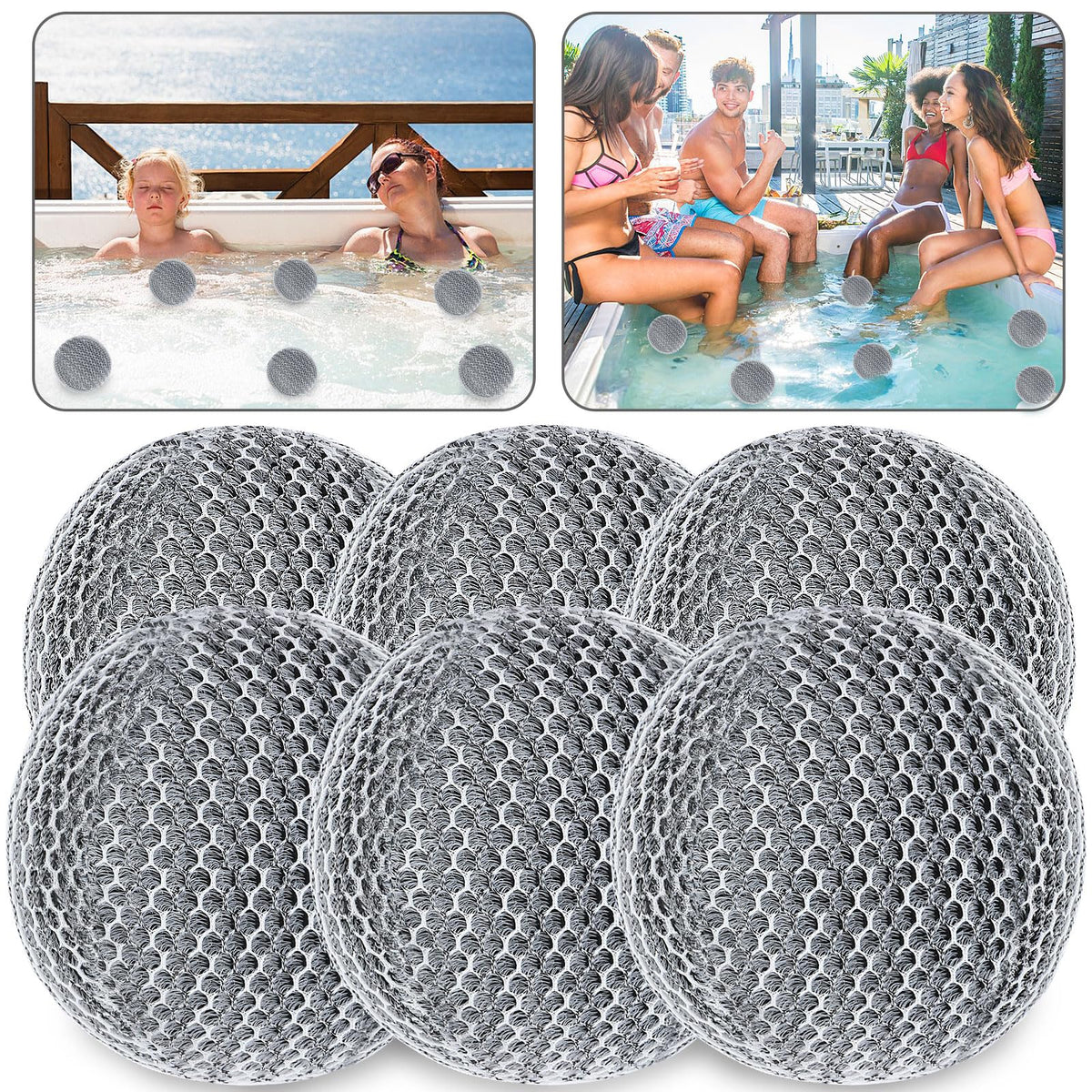 JULMELON 6 Pack Hot Tub Scum Absorber Balls, gray color