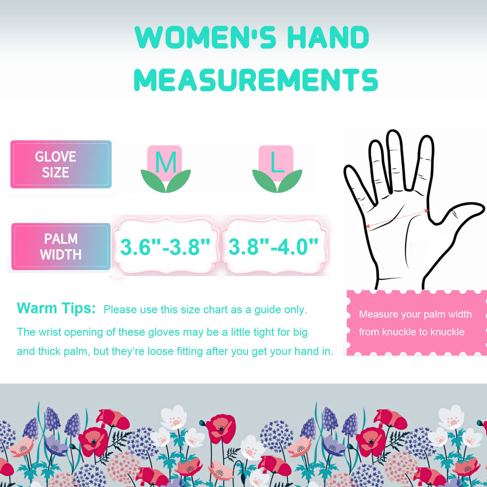 JUMPHIGH Gardening Gloves showing floral patterns