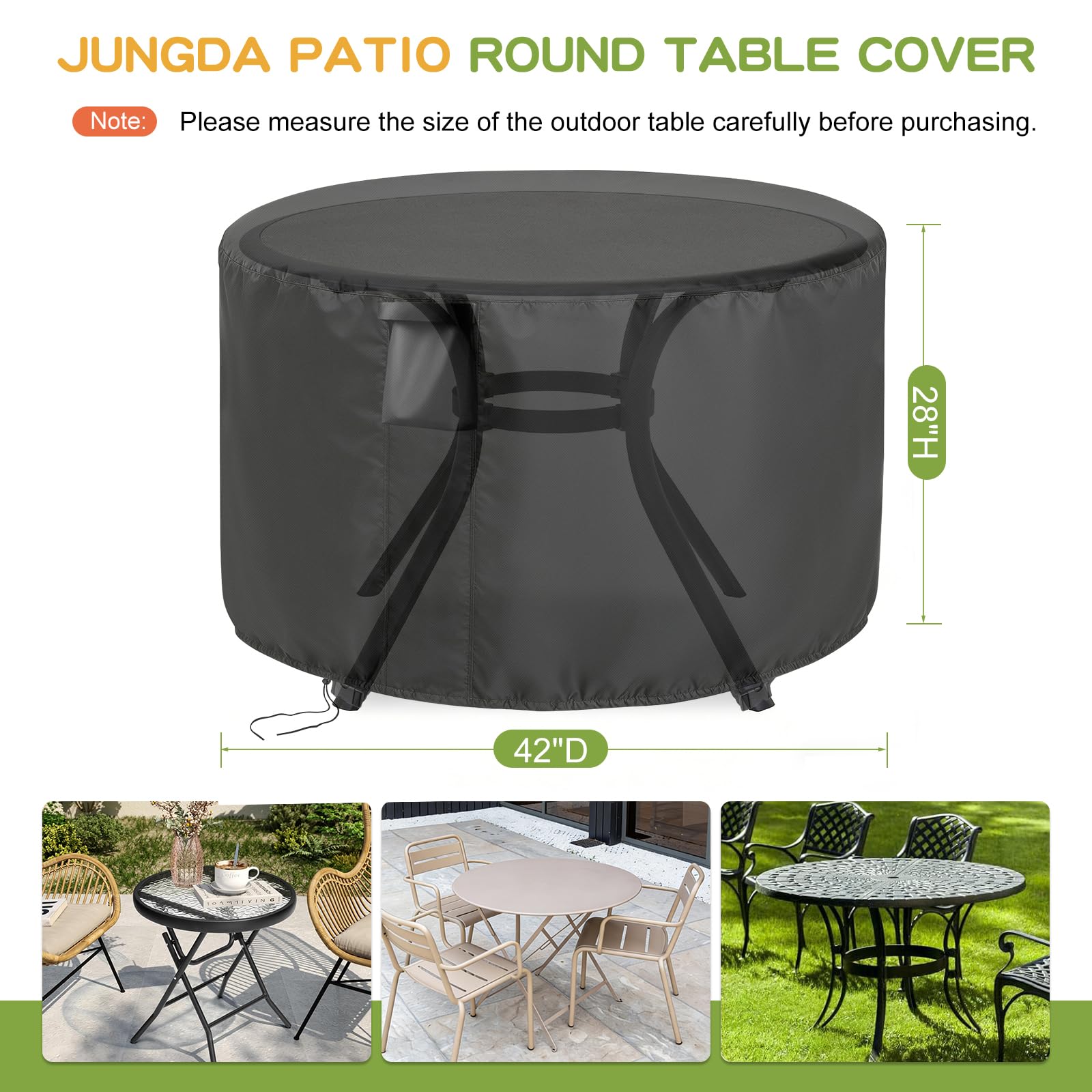 Jungda 42-inch patio cover with buckled straps detail