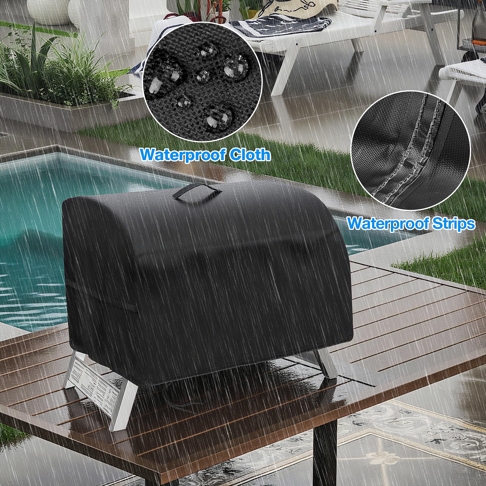 Jungda Grill Cover showing snug fit on MegaMaster grill