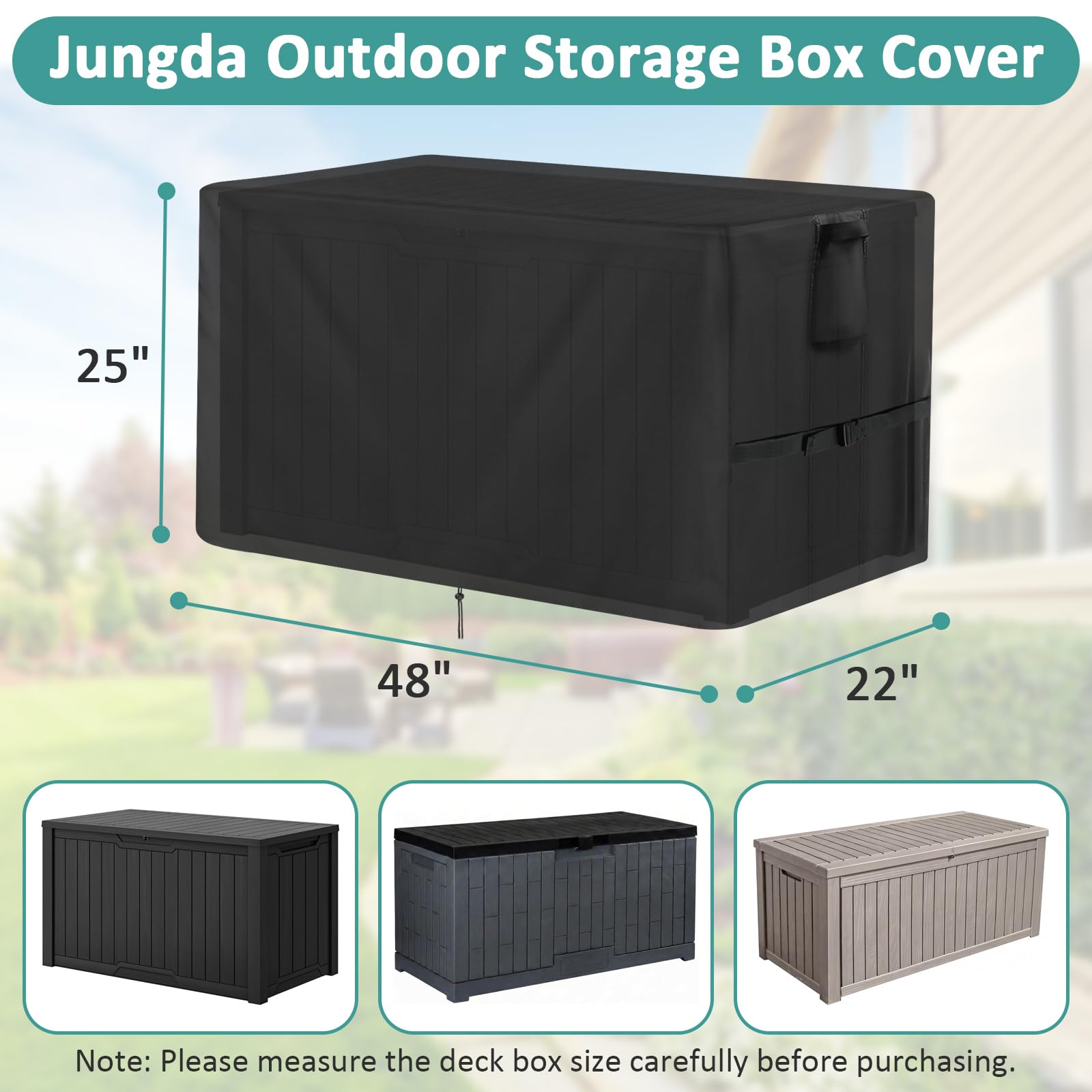 Jungda Outdoor Storage Box Cover side view with handles