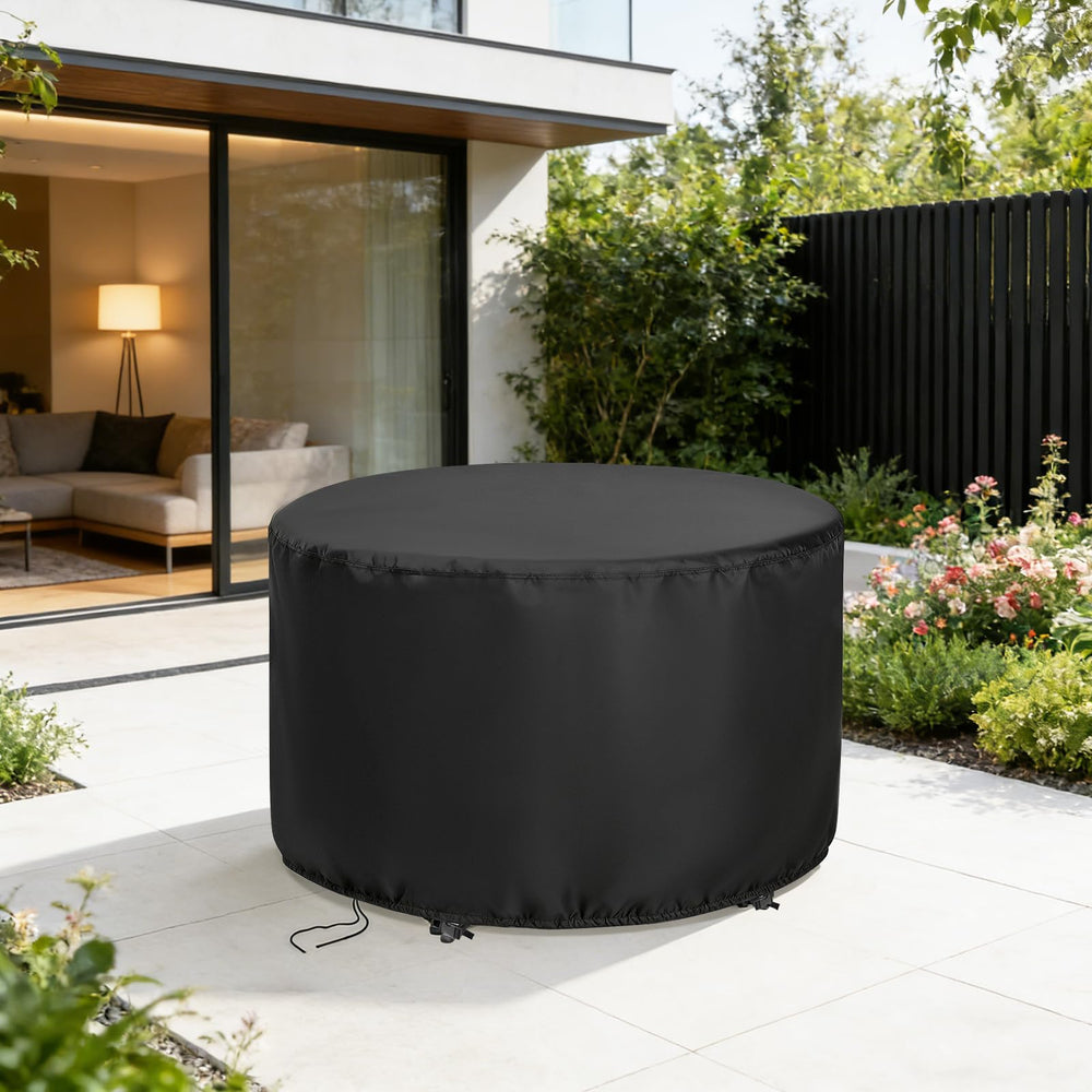 Jungda Round Patio Cover on a high outdoor round table