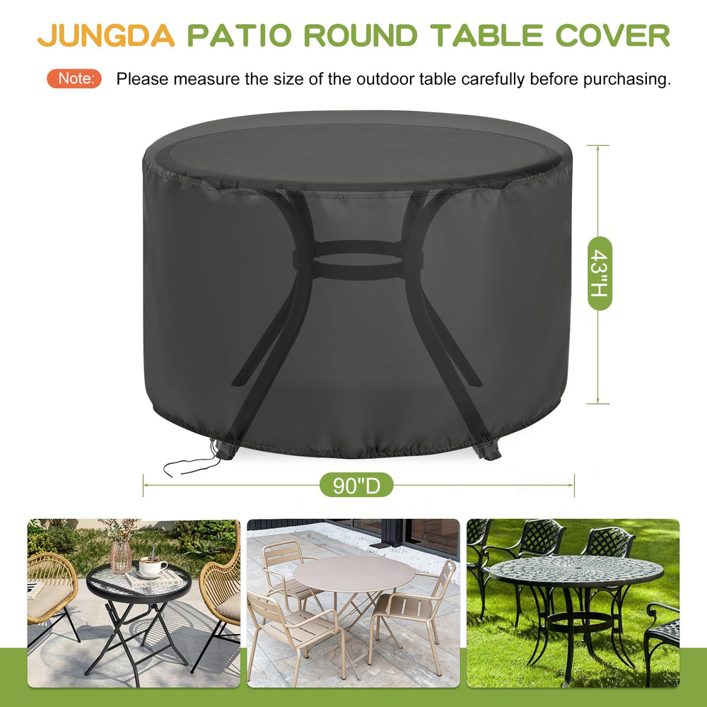 Jungda Round Patio Cover with buckled straps and drawstring