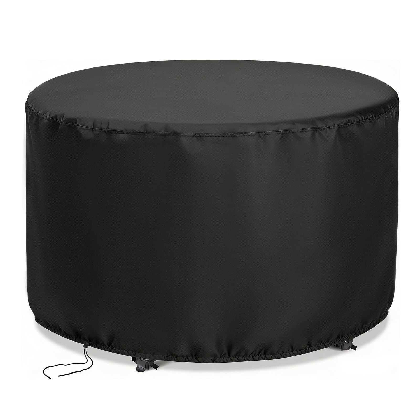 Jungda Round Patio Table and Chair Cover 90 inch black fabric front view