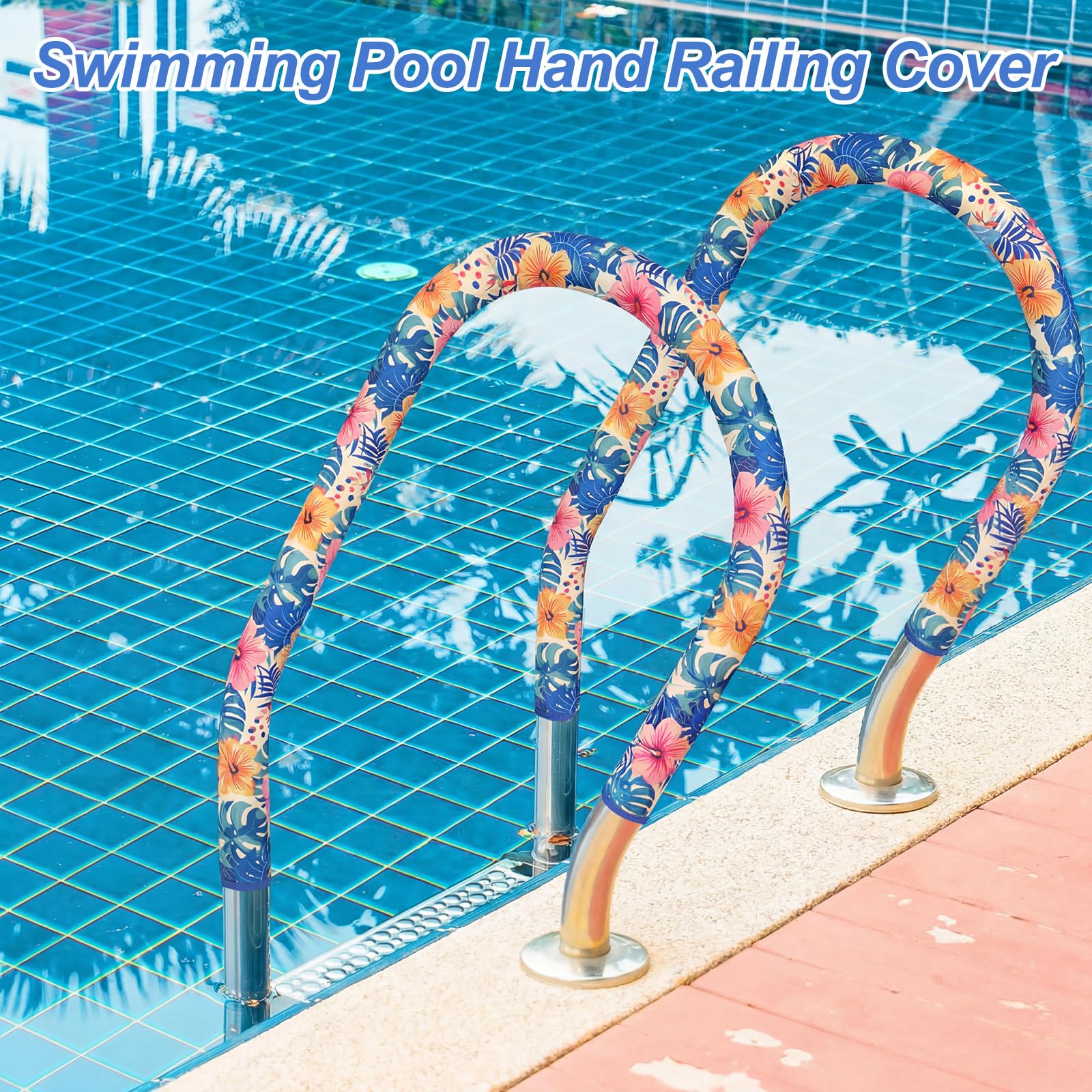 Junkin 6 Ft Pool Handrail Cover in a relaxing pool setting
