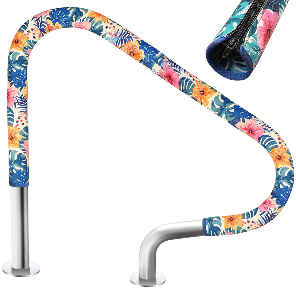 Junkin 6 Ft Pool Handrail Cover with hibiscus flowers design