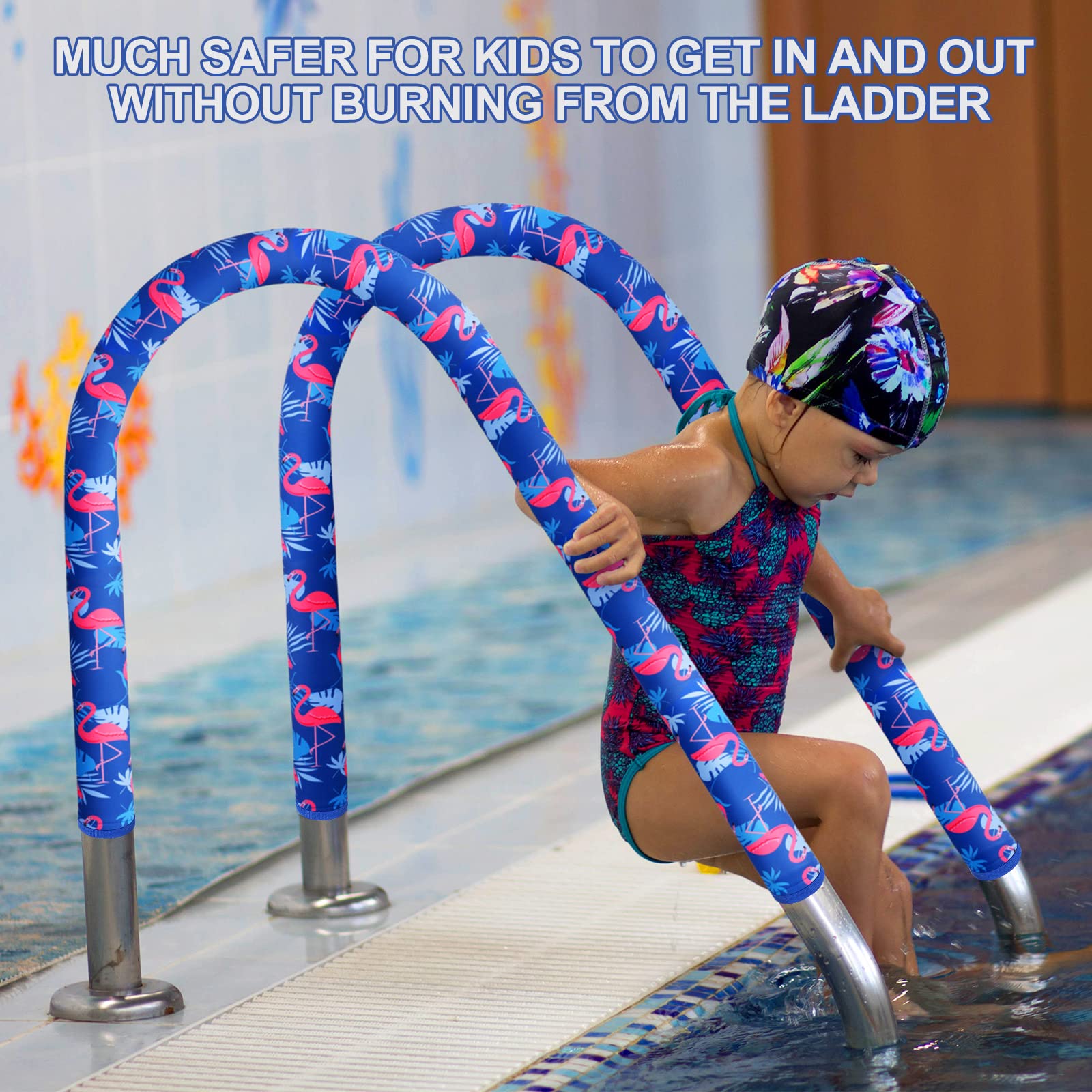 Junkin neoprene pool railing cover displayed on an inground pool