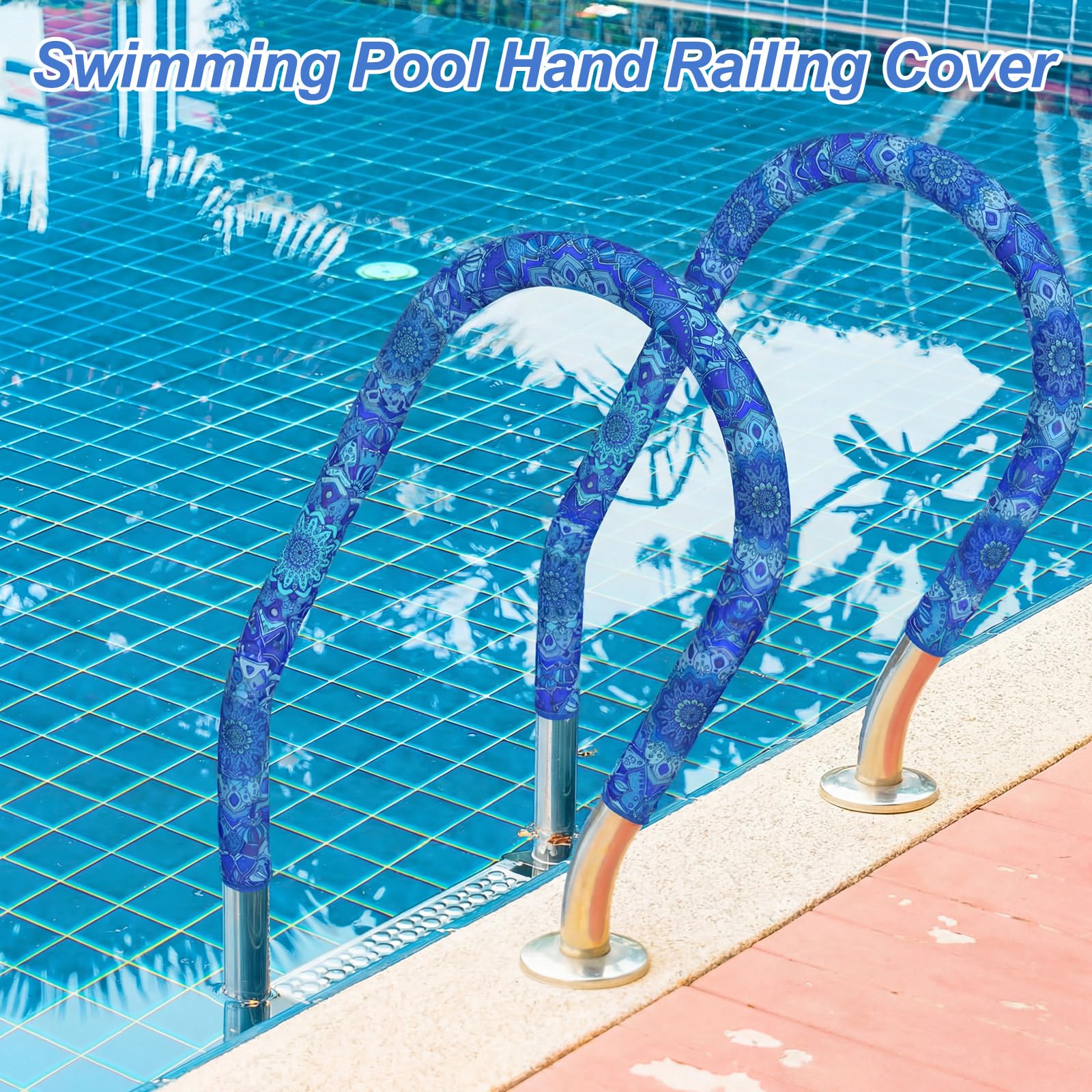 Junkin Pool Handrail Cover displayed in a garden setting