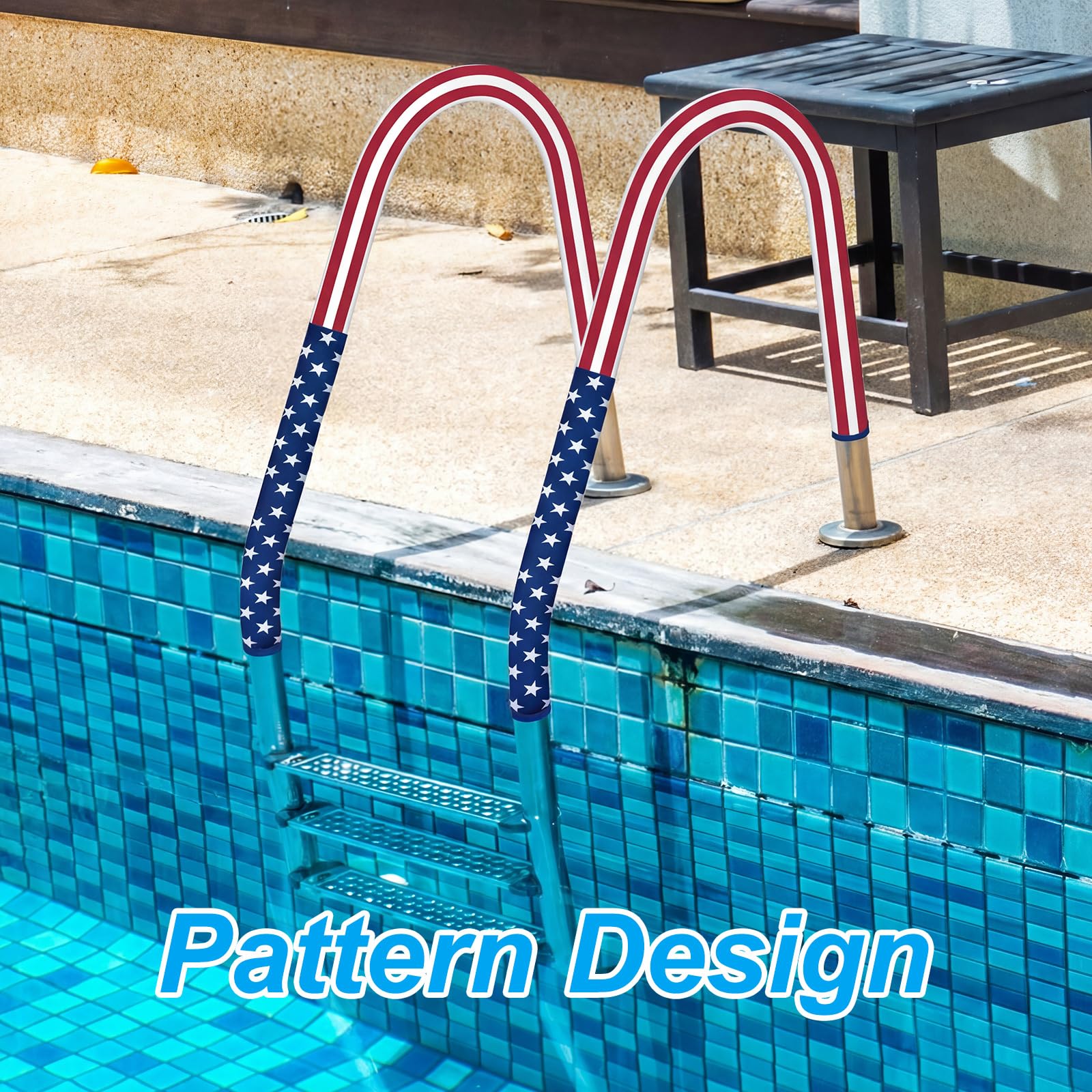 Junkin Pool Handrail Cover in a poolside setting