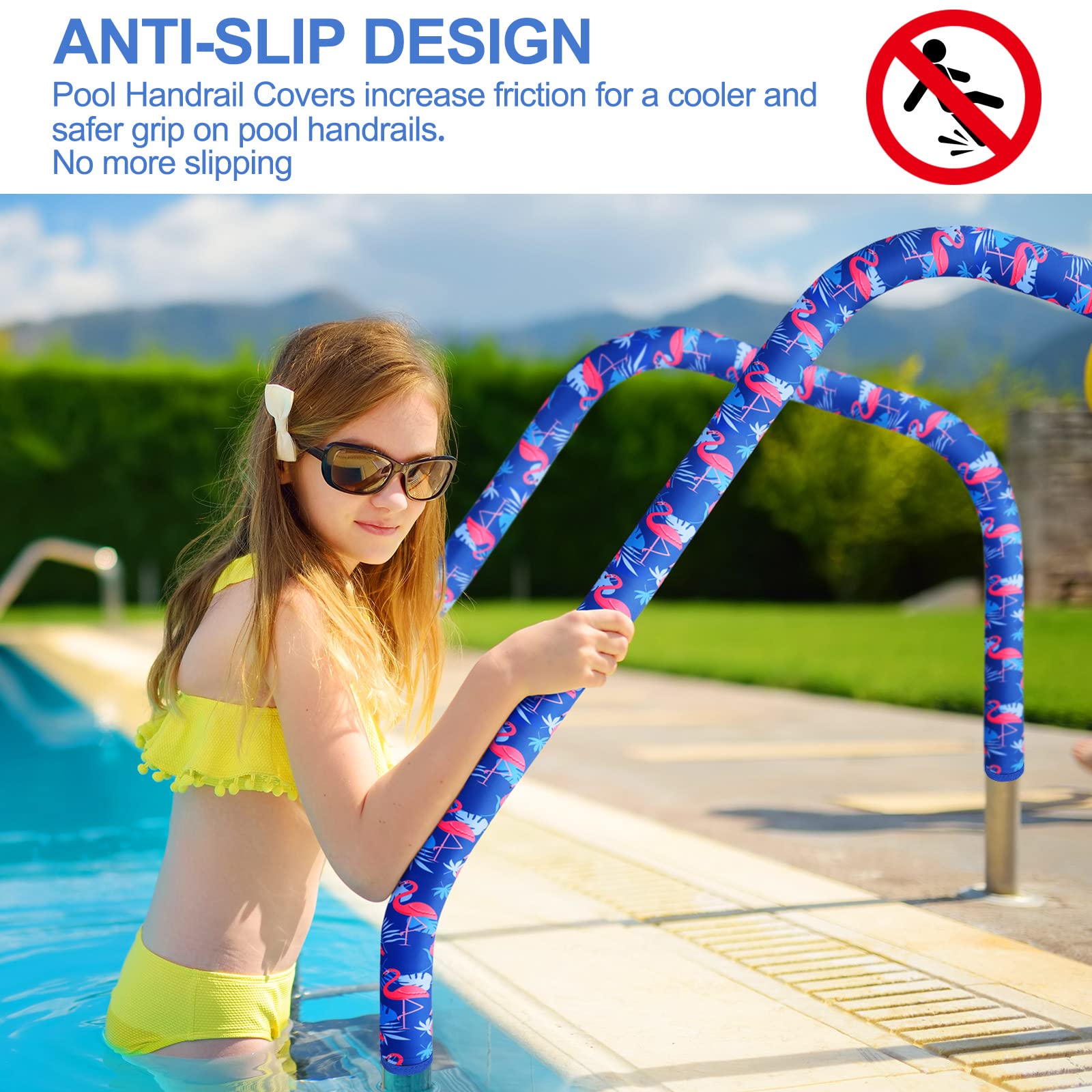 Junkin pool railing cover laid flat with dimensions displayed