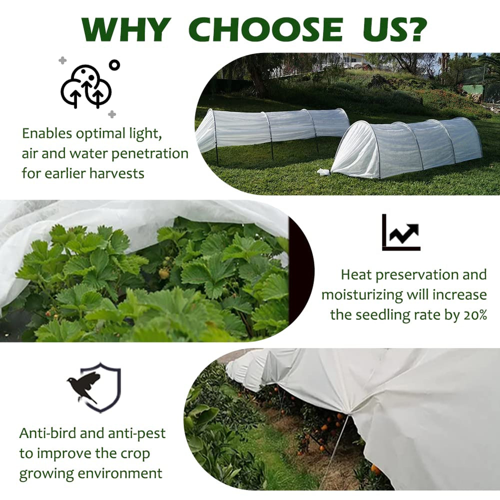JUNKOGO Plant Freeze Protection Cover secured with stones
