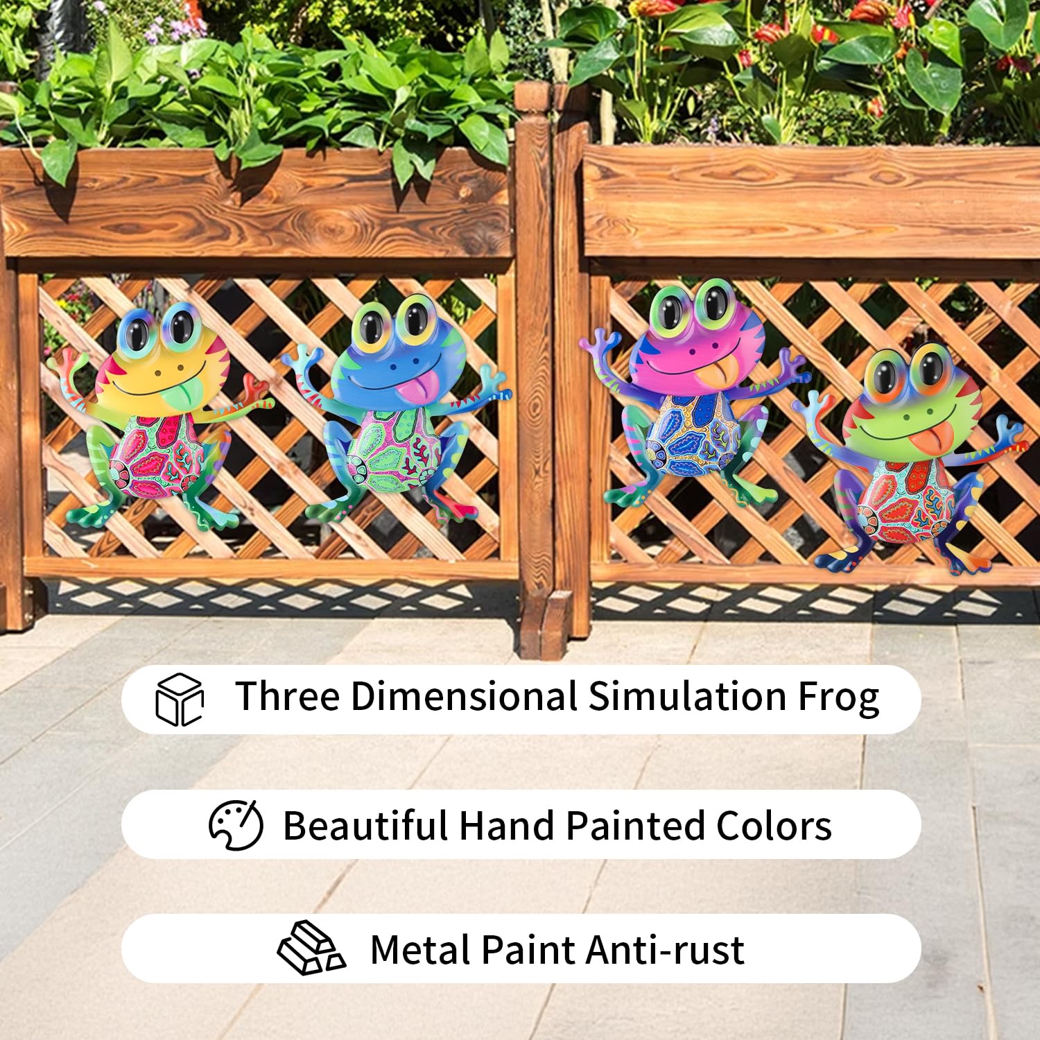 Junware Frog Wall Decor in a vibrant garden setting