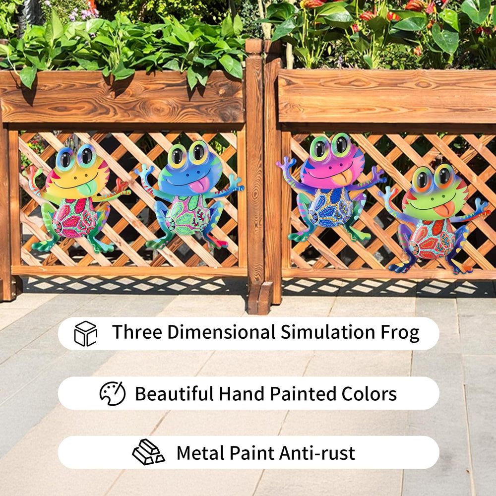 Junware Frog Wall Decor in a vibrant garden setting
