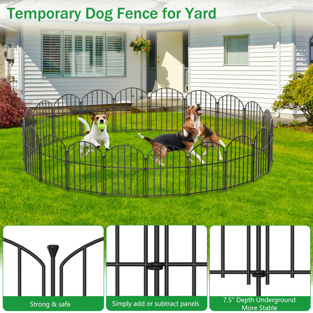 JUNYAO No Dig Garden Fence Panels displayed in a backyard