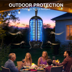 JUSENWDSL Cordless Bug Zapper in use outdoors at a campsite