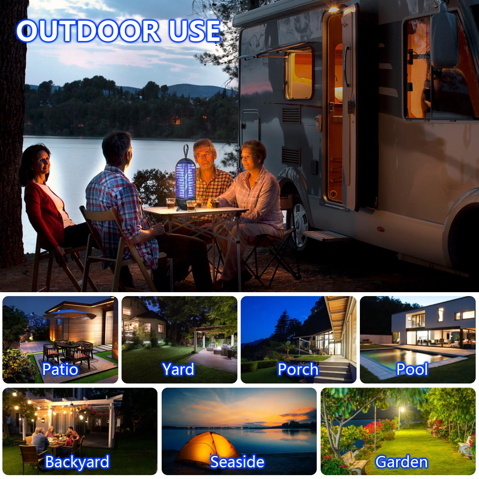 JUSENWDSL Cordless Bug Zapper package contents including charging cable