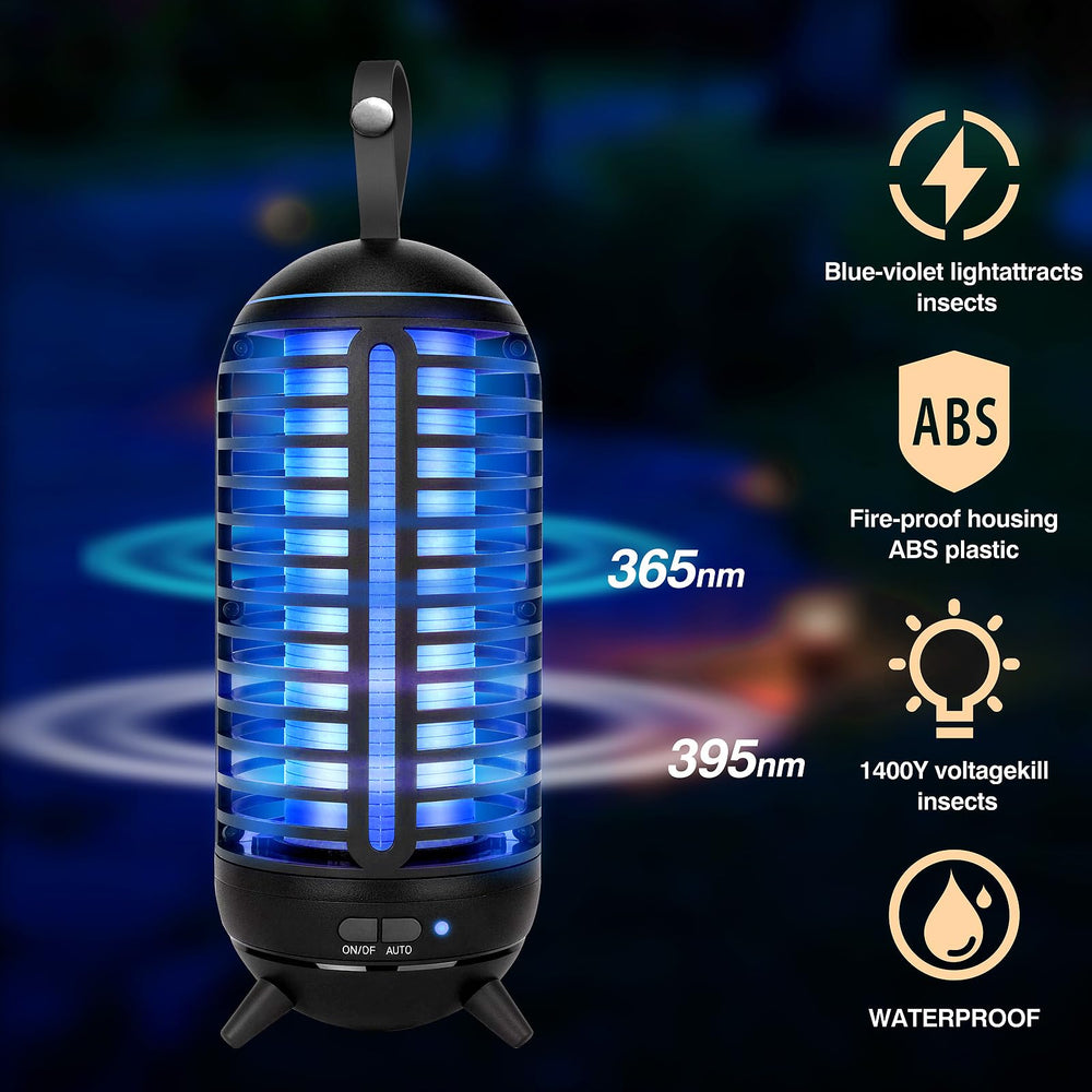 JUSENWDSL Cordless Bug Zapper side view showing USB charging port
