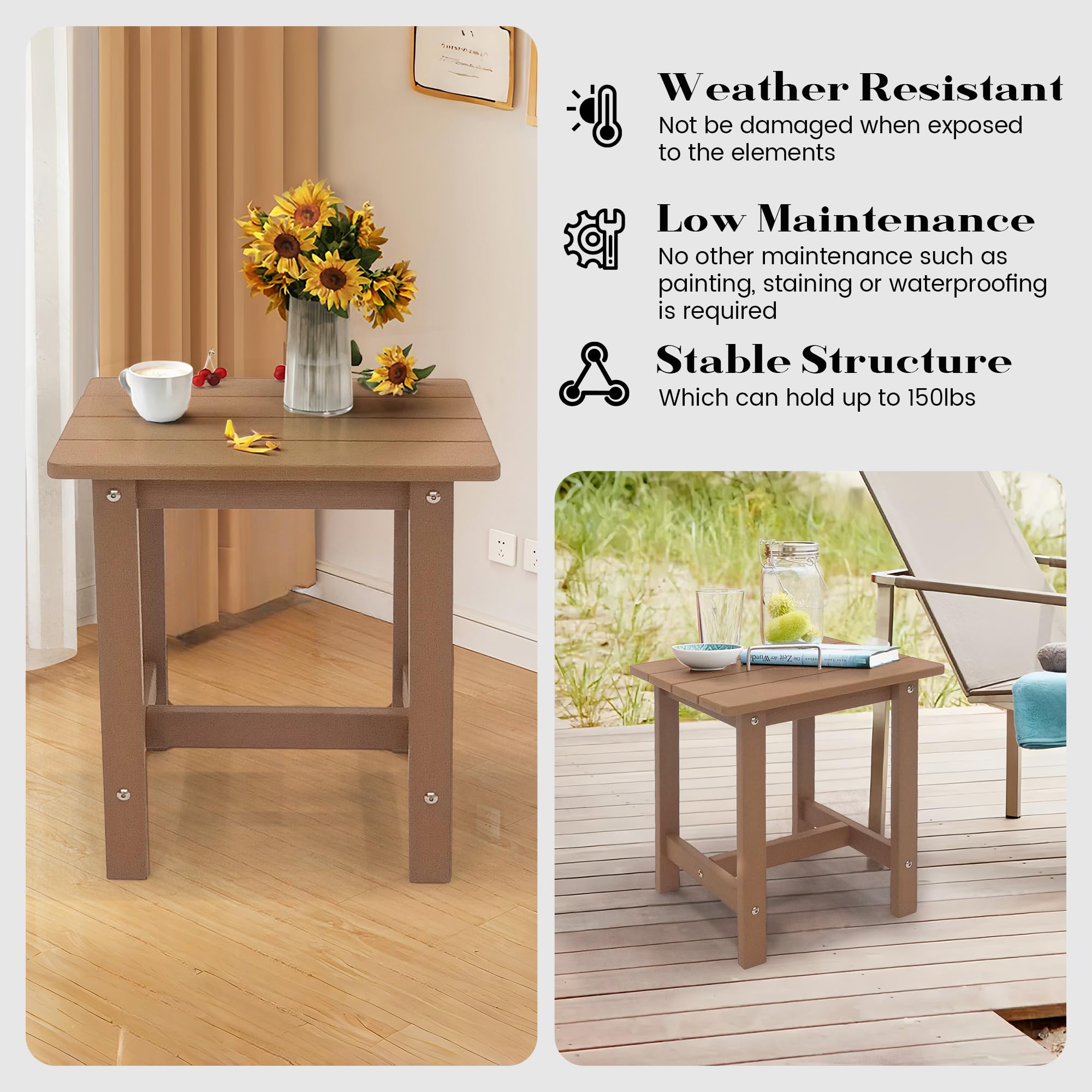 juserox Outdoor Side Table stacked for storage