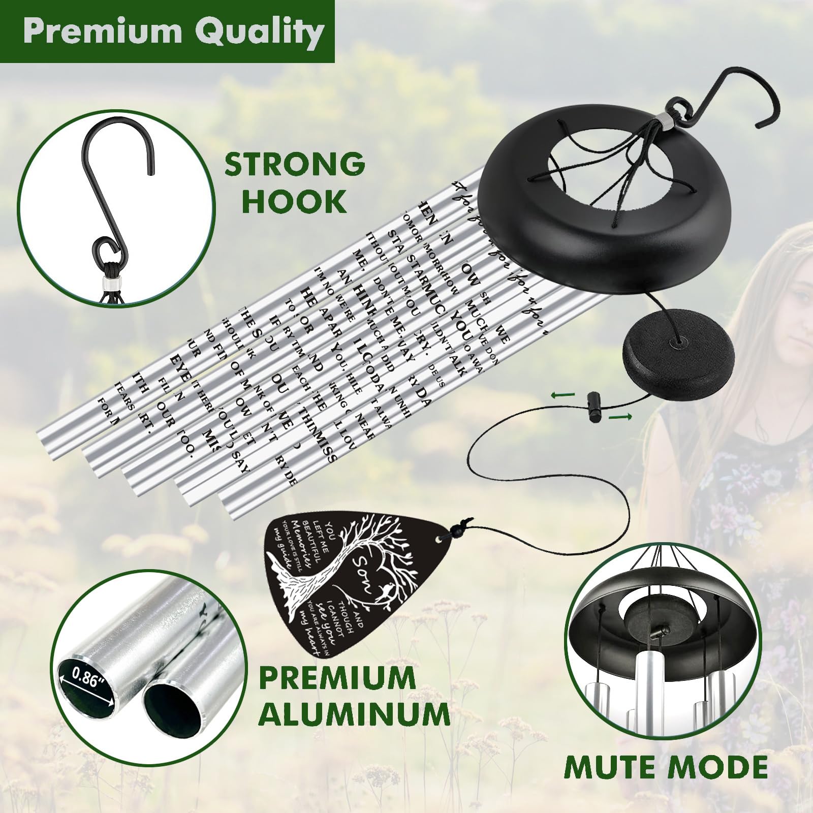 JUST FOR WIND Sympathy Memorial Wind Chimes packaging