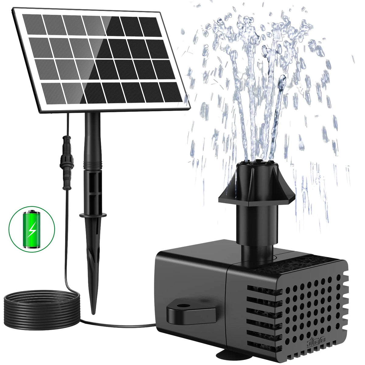 JuTai Solar Fountain Kit with glass panel and nozzles