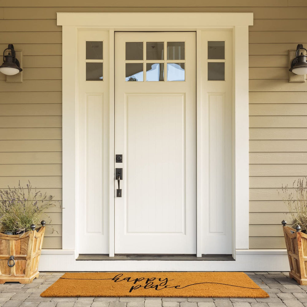Juvale Coco Coir Door Mat side view showing slip-resistant backing