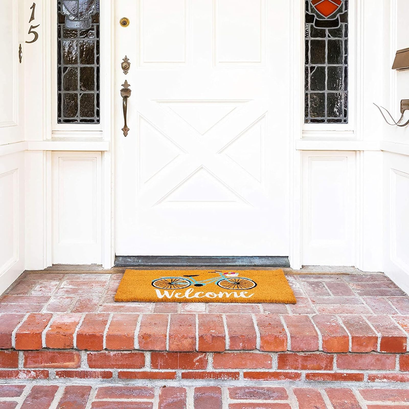 Juvale Coir Welcome Mat side view showing thickness