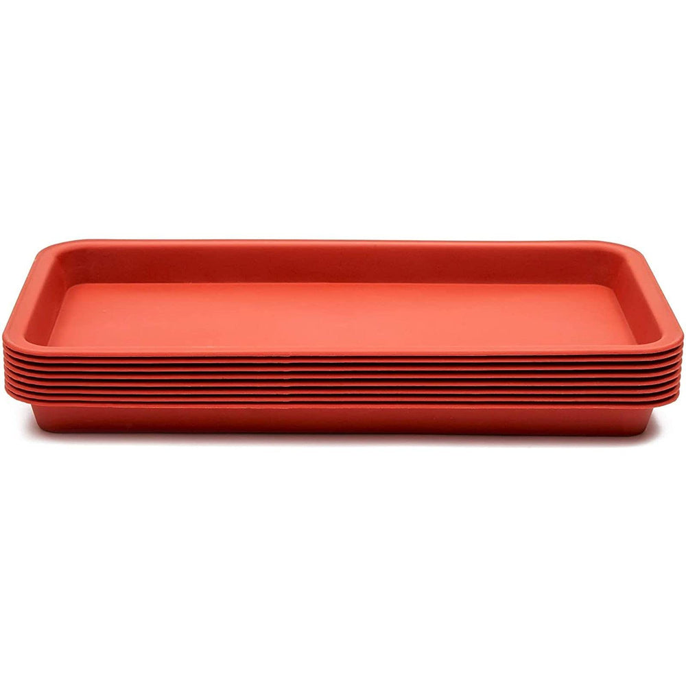 Juvale Rectangular Plastic Plant Tray - Terracotta Red, packaging