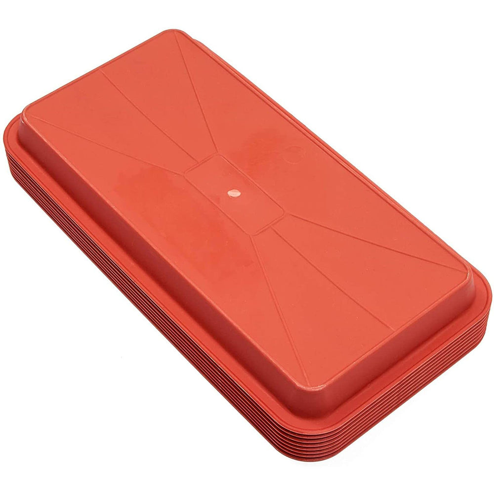 Juvale Rectangular Plastic Plant Tray - Terracotta Red, stacked