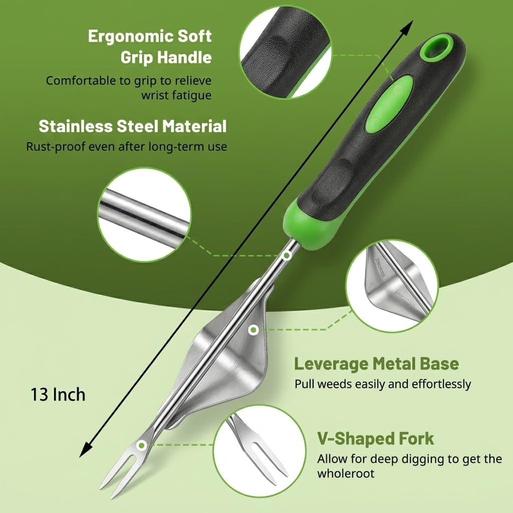 Juxifyron weeding tools displayed with weeds