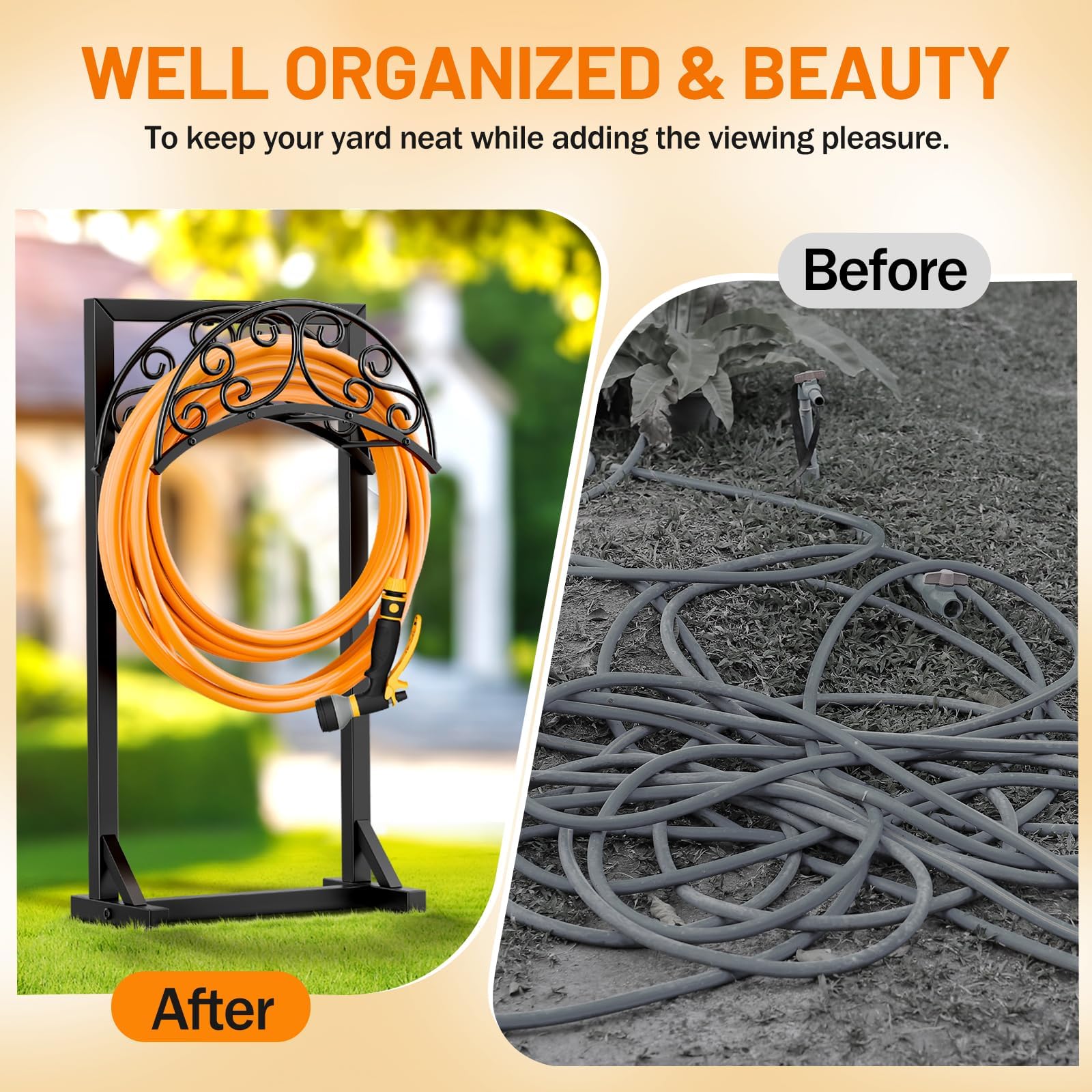 Jvgoo Garden Hose Holder detail of sturdy metal finish