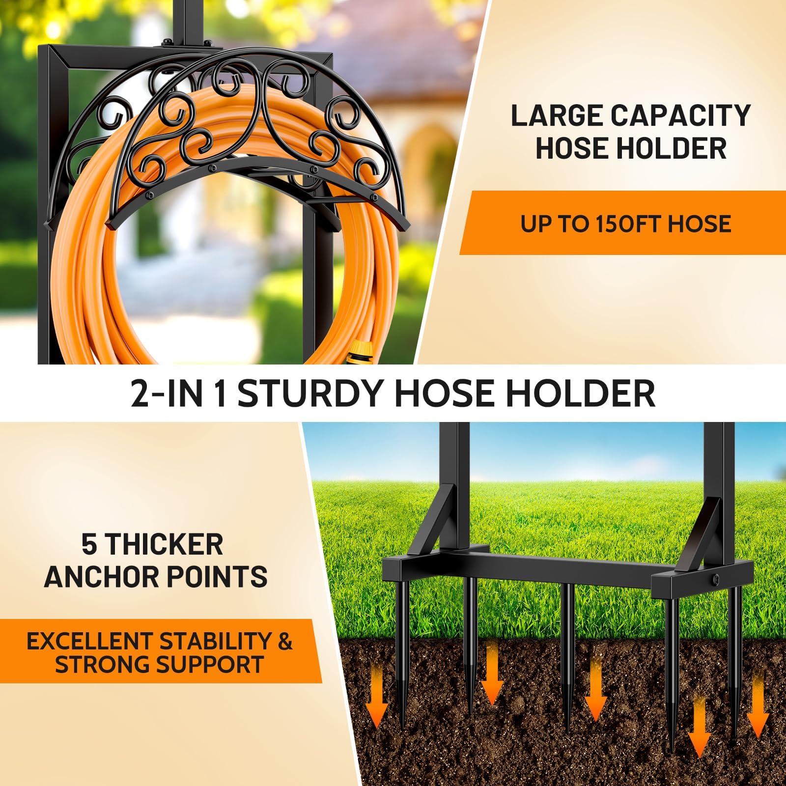 Jvgoo Garden Hose Holder with a hose attached