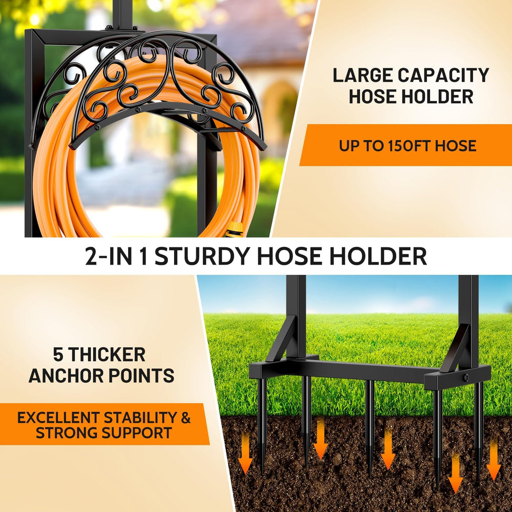 Jvgoo Garden Hose Holder with a hose attached