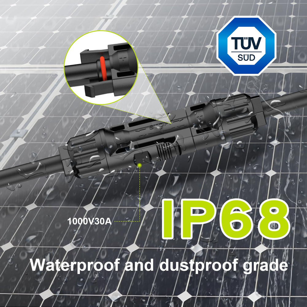 JXMXRPV Solar Connector Cable installed with solar panels