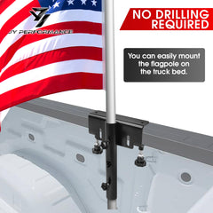 JY PERFORMANCE Truck Flag Pole Mount Holder installed in a pickup bed