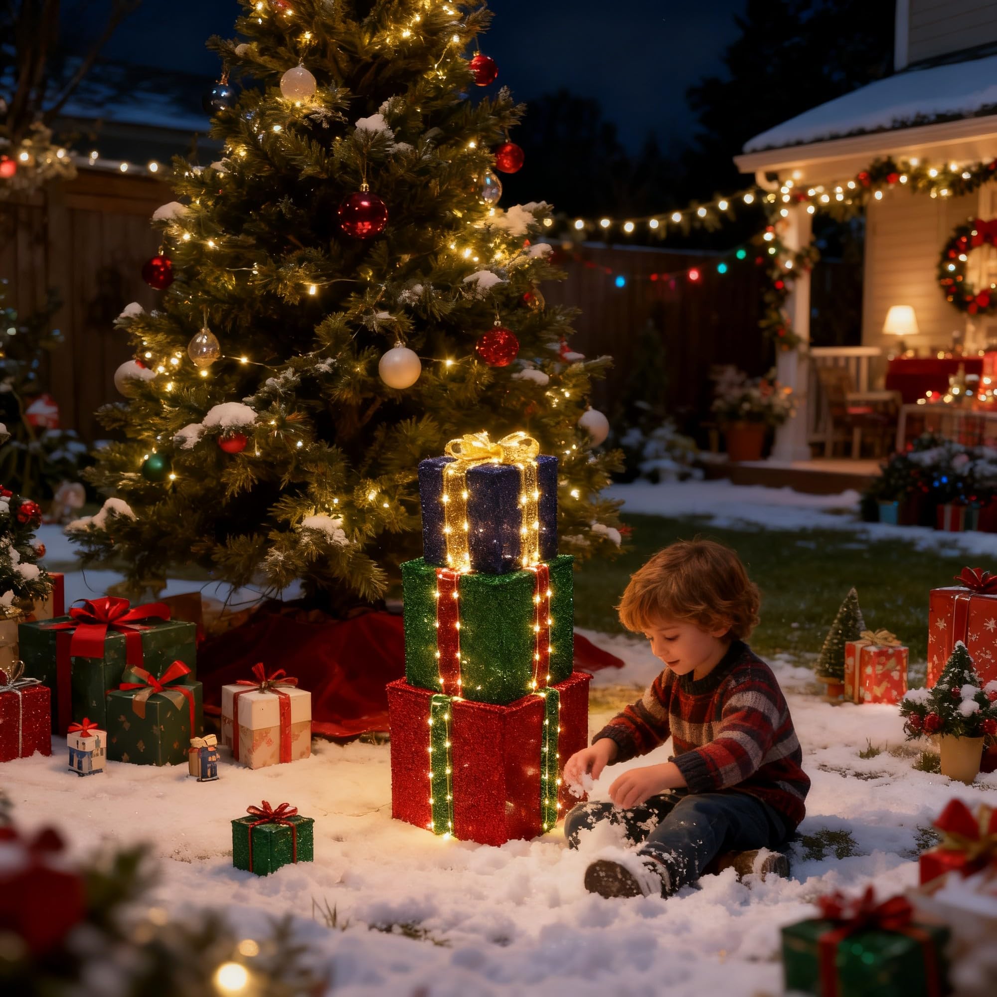 Jyoiat Christmas lighted gift boxes with timer function