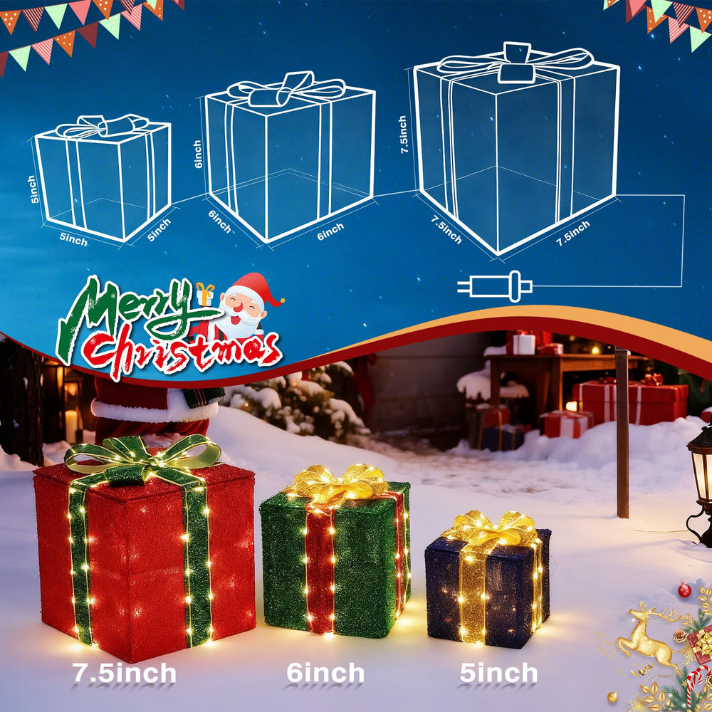 Jyoiat medium lighted gift box with festive decoration