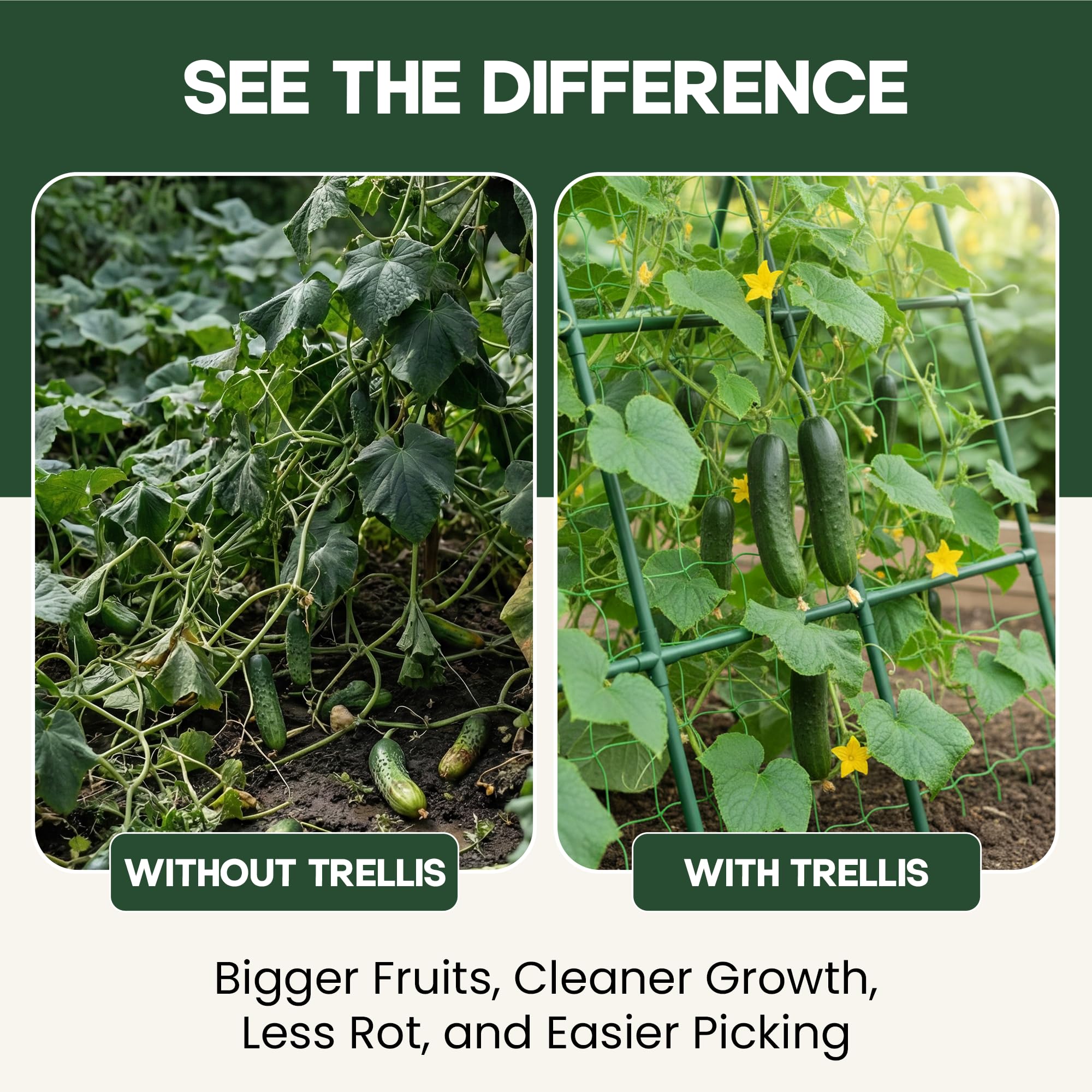 K-Brands 50x50" Cucumber Trellis close-up of easy-connect joints
