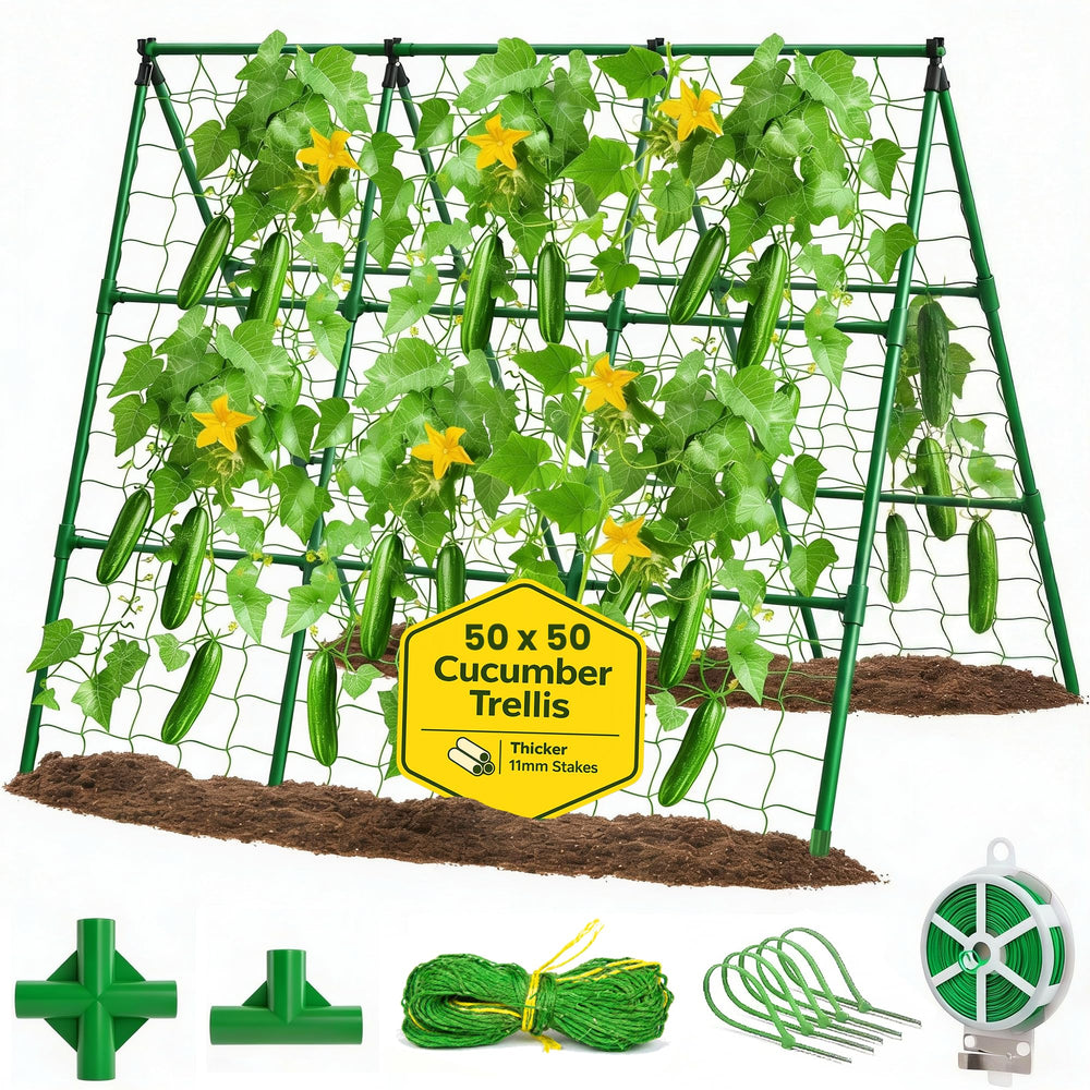 K-Brands 50x50" Cucumber Trellis front view showing A-frame design