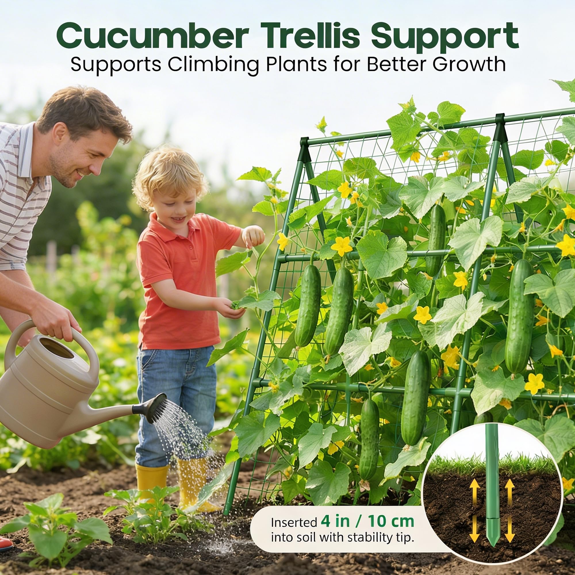 K-Brands 50x50" Cucumber Trellis with heavy-duty netting and zip ties included
