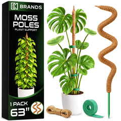 K-Brands 63-inch moss pole front view with brown coconut palm fibers