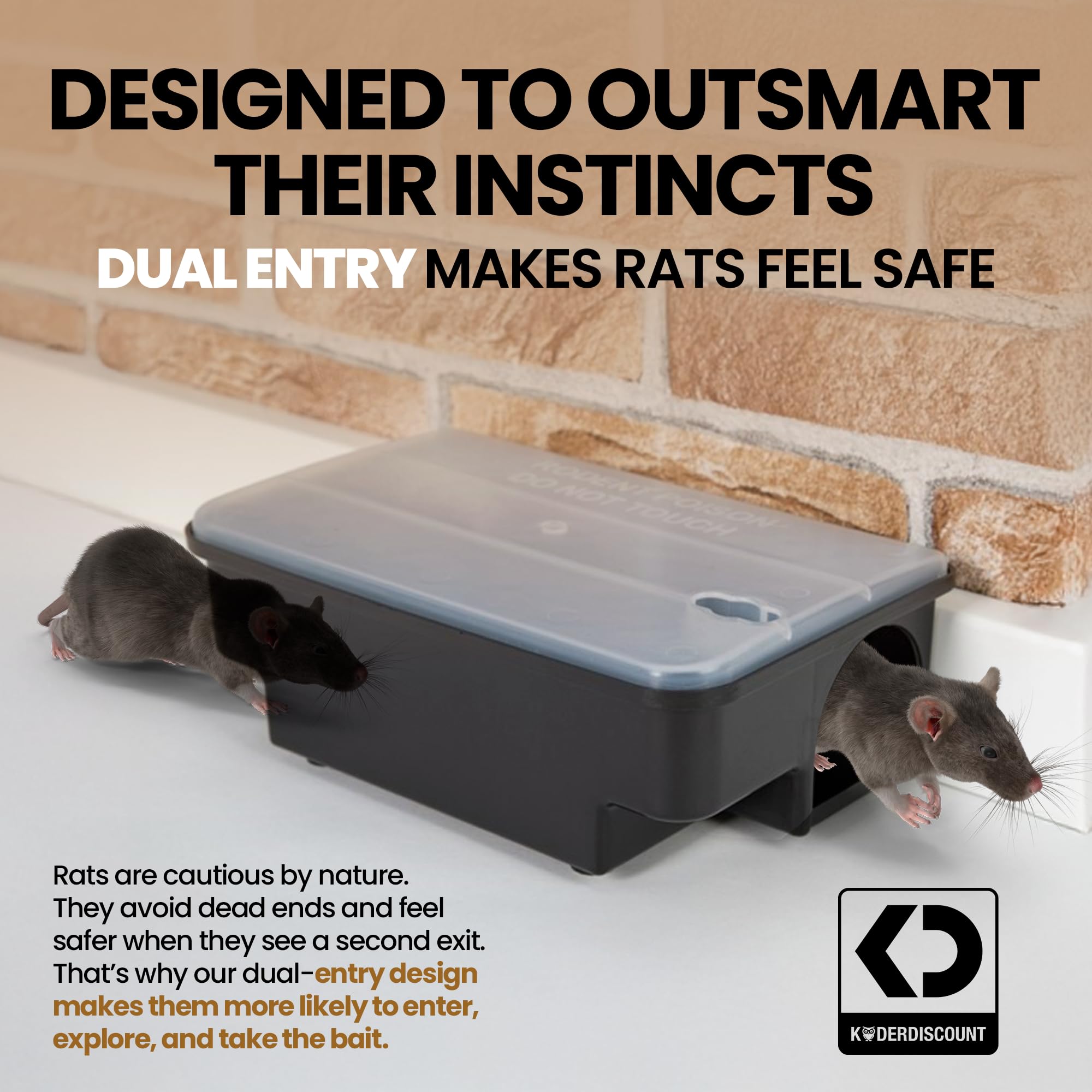 K DERDISCOUNT bait station showing lockable design